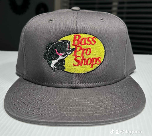 Bass Pro Shop Fish Style Embroidered Charcoal Grey Snapback