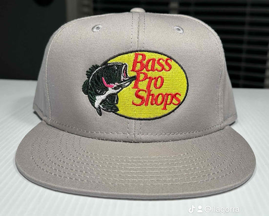 Bass Pro Shop Style Embroidered Grey Snapback