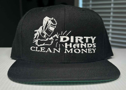 Black Snapback with Welder Design: Dirty Hands, Clean Money